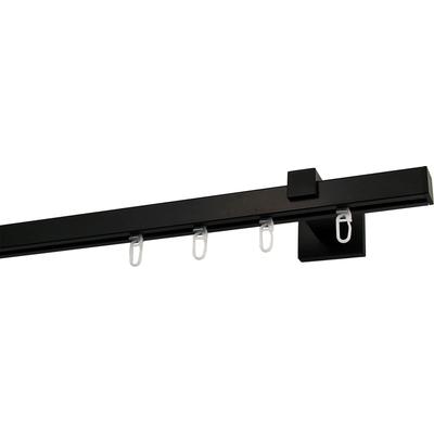Gardinenstange GARESA "Nora", schwarz, L:290cm, Aluminium, Gardinenstangen, Vorhanggarnitur, einfache Montage an die Wand, verlängerbar, Kappe Image