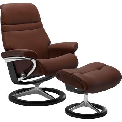 Relaxsessel STRESSLESS "Sunrise", braun (malt braun batick), B:92cm H:105cm T:80cm, Leder BATICK: BATICK ist ein leicht korrigiertes, durchgefärbtes und genarbtes Möbelleder, bei dem die meisten Unebenheiten und Spuren in der Regel entfernt wurden.,... Image
