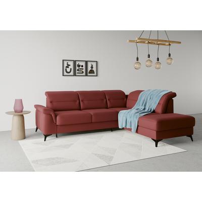 Ecksofa SIT & MORE "Sinatra L-Form", rot (bordeaux), B:251cm H:85cm T:220cm, 100% Polyester, Sofas, mit Ottomane, optional mit Kopfteilverstellung und Armteilfunktion Image