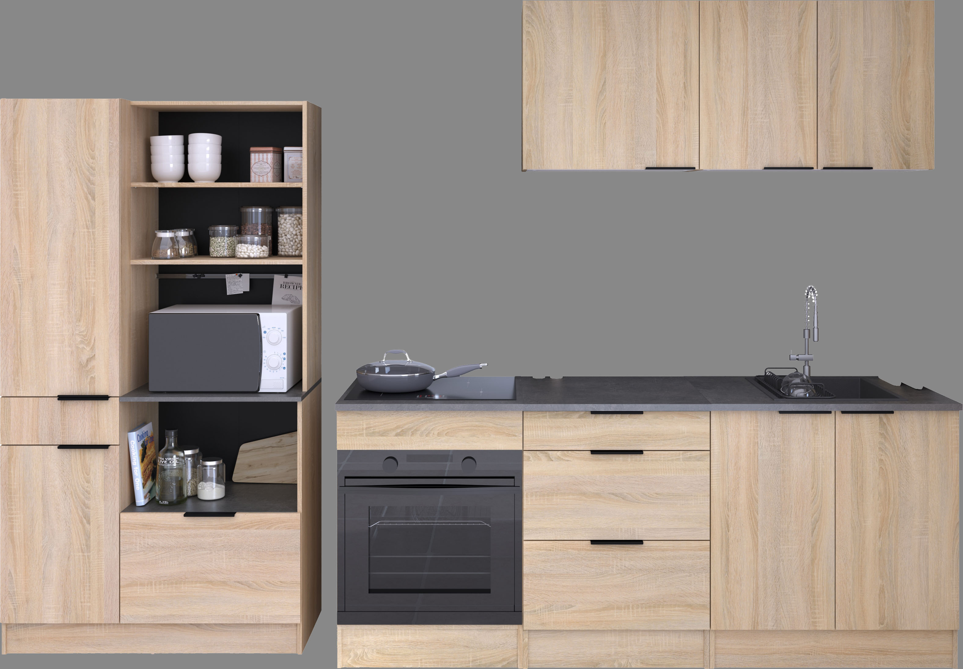 Schrank-Set PARISOT, grau (eiche), Kastenmöbel-Sets Image