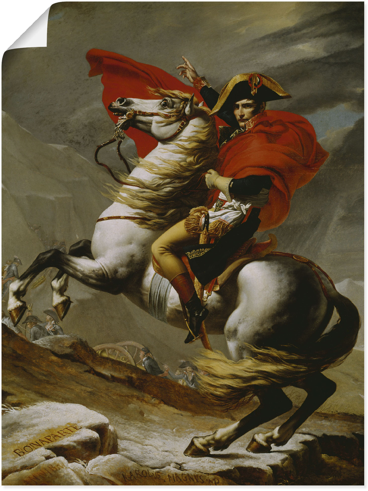 Wandbild ARTLAND "Napoleon bei der Überquerung der Alpen.", braun (farbe bild(er): braun), B:30cm H:40cm T:0,1cm, Papier, Bilder, als Leinwandbild, Poster in verschied. Größen Image