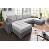Wohnlandschaft COLLECTION AB "XL-Josy U-Form, Breite 313 cm, Kunstleder-Mix, Microfaser", grau (grau, silber), B:313cm H:84cm T:161cm, Kunstleder SOFTLUX/80% Polyester; 20% Polyacryl, Sofas, inkl. Bettfunktion, Bettkasten, mit 4 gleich großen...