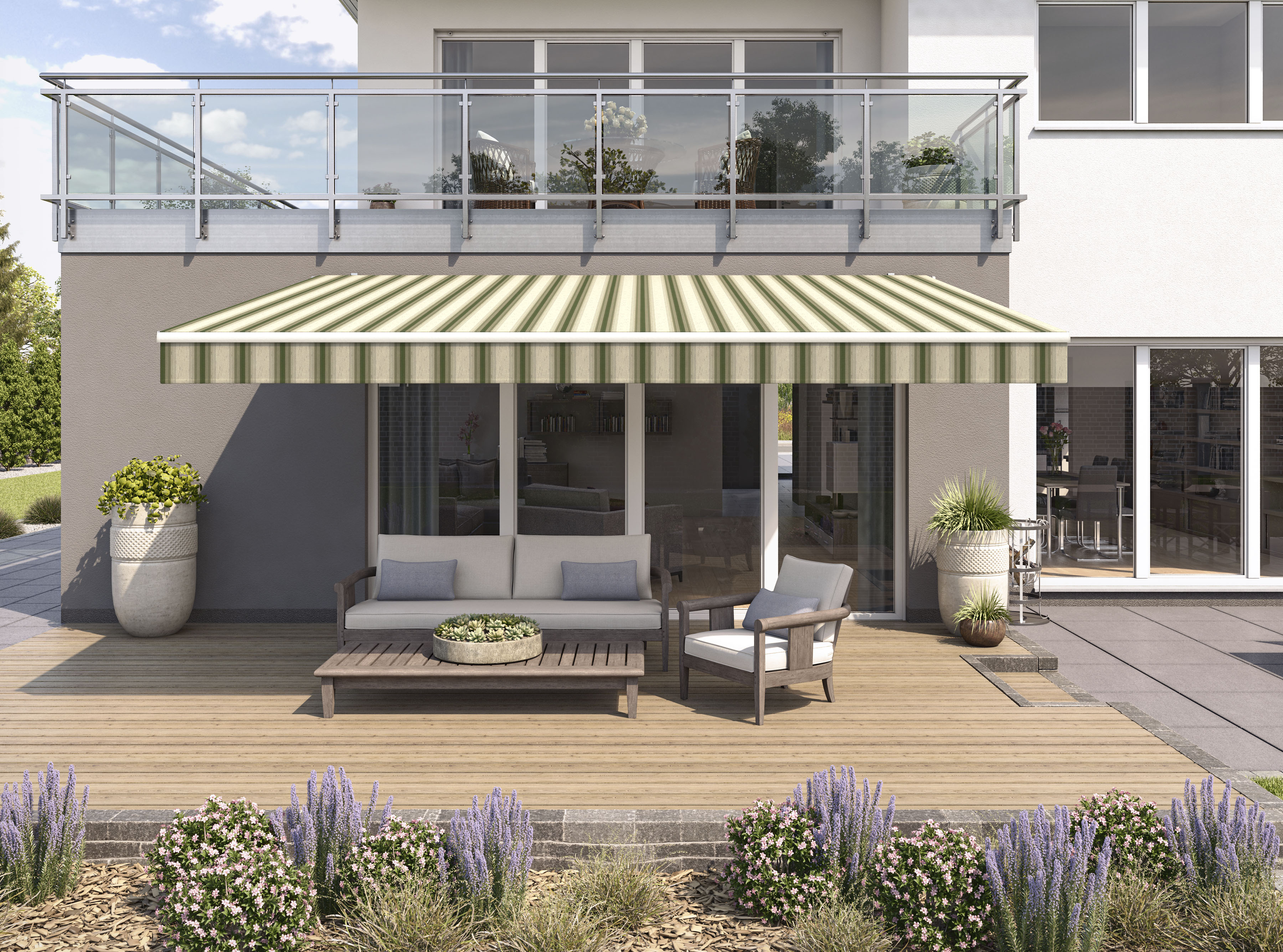 Gelenkarmmarkise WISMAR "Classic", grün, B:450cm H:25cm, Polyacryl, Markisen