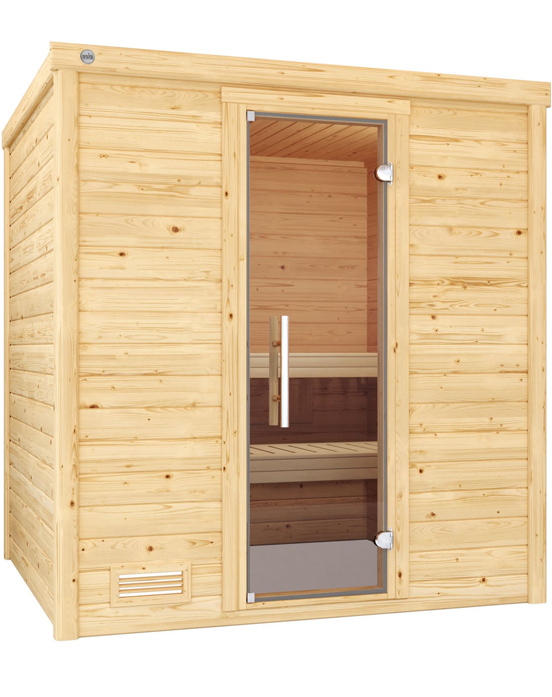 Sauna WEKA "Massivholzsauna BERGEN 1.8", beige (natur), Saunaofen, integrierte Steuerung, 5,4 kW, Saunen, Blockbohlen, naturbelassenes Fichtenholz