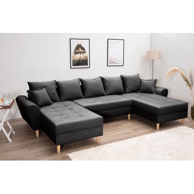 Wohnlandschaft COLLECTION AB "Raisa U-Form", grau (anthrazit), B:314cm H:45cm T:158cm, 100%Polyester, Sofas, mit Federkern, Kissen und Steppung im Sitzbereich Image