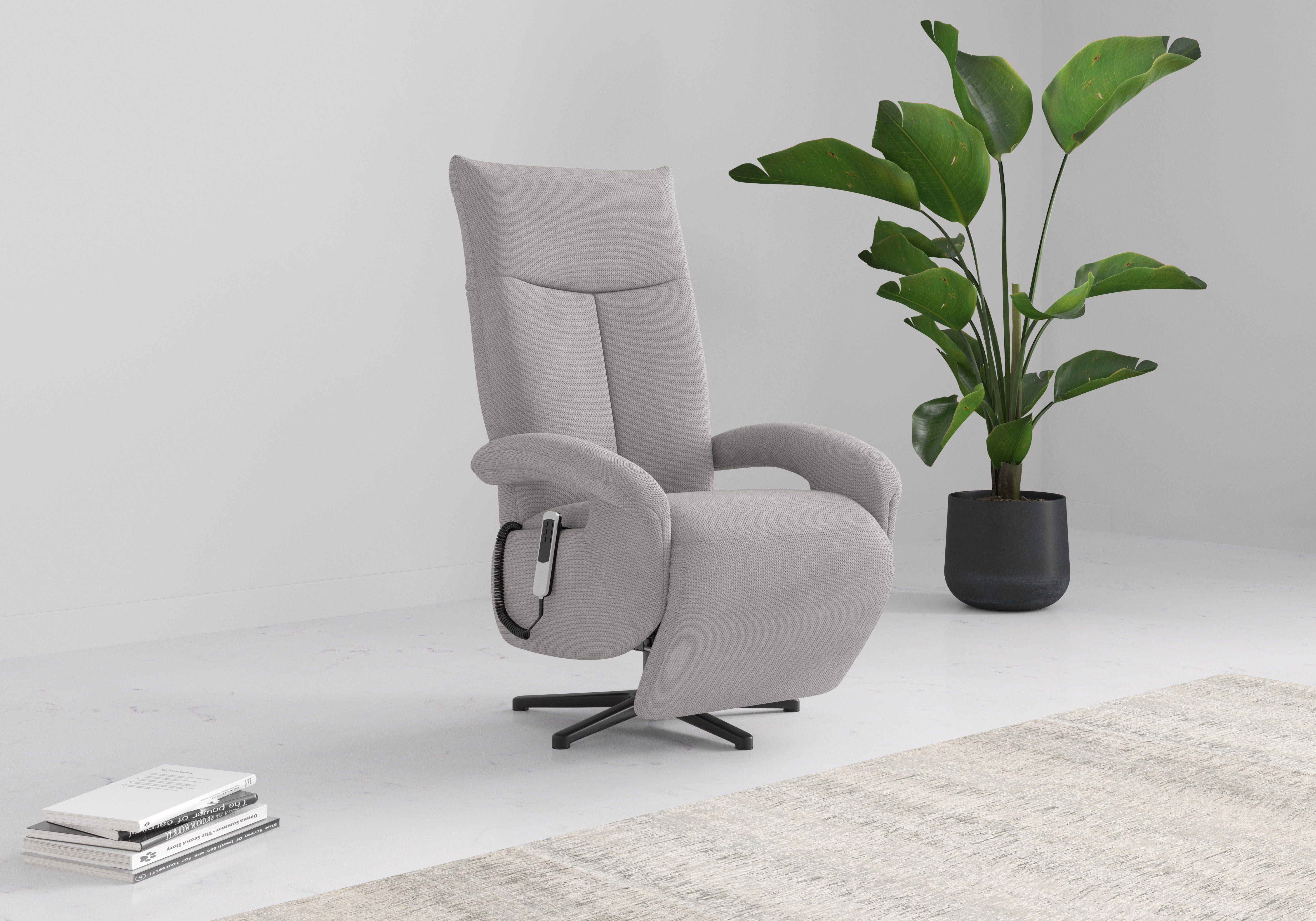 TV-Sessel SIT & MORE "Emely, inkl. Kopfteilverstellung & 360 Drehfunktion", silber, B:74cm H:112cm T:82cm, 90% Polyester, 10% Polyamid, Sessel, wahlweise mit 2 Motoren, Akku & Aufstehhilfe