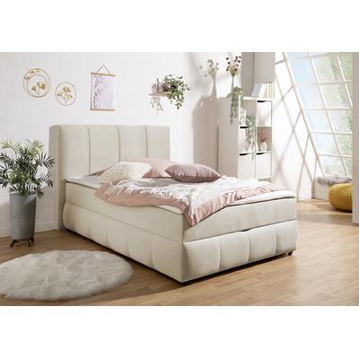 Boxbett INOSIGN "Hartley", beige, B:132cm L:210cm, Komplettbetten, Inkl. Bettkasten & Topper, wählbar in H2, H3 o. H4, Topseller Image