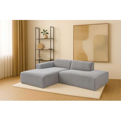 Ecksofa ANDAS "Noord mit Kedernaht, Breite 227 cm", ligh grau, B:227cm H:71cm T:161cm, 94% Polyester; 6% Nylon, Sofas, mit Kedernaht, Breite 227 cm, Cord, Struktur, Webstoff Image