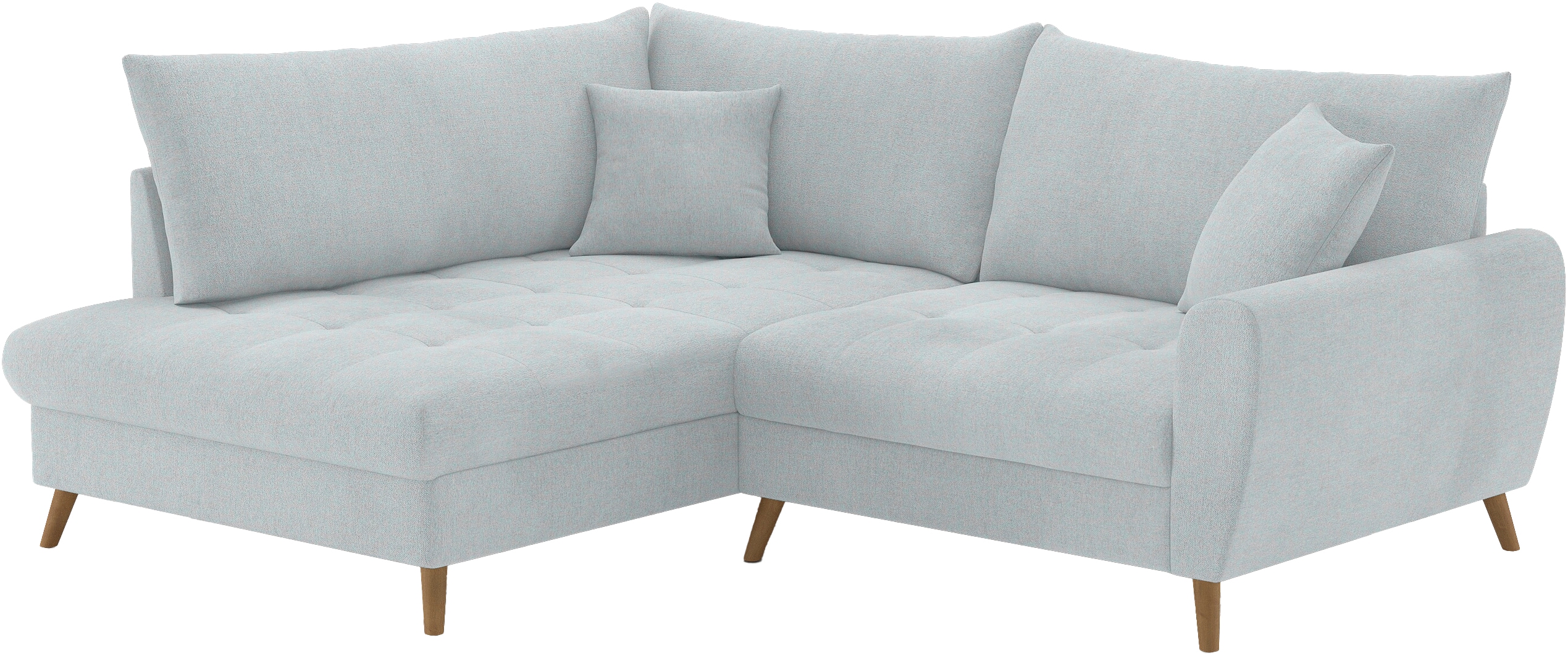 Ecksofa MR. COUCH "Blackburn II, L-Form", grau (novaclean avanti 3 silber), B:230cm H:71cm T:190cm, Novaclean Avanti (100% Polyester), Sofas, Mit Kaltschaumpolsterung bis 140 kg belastbar