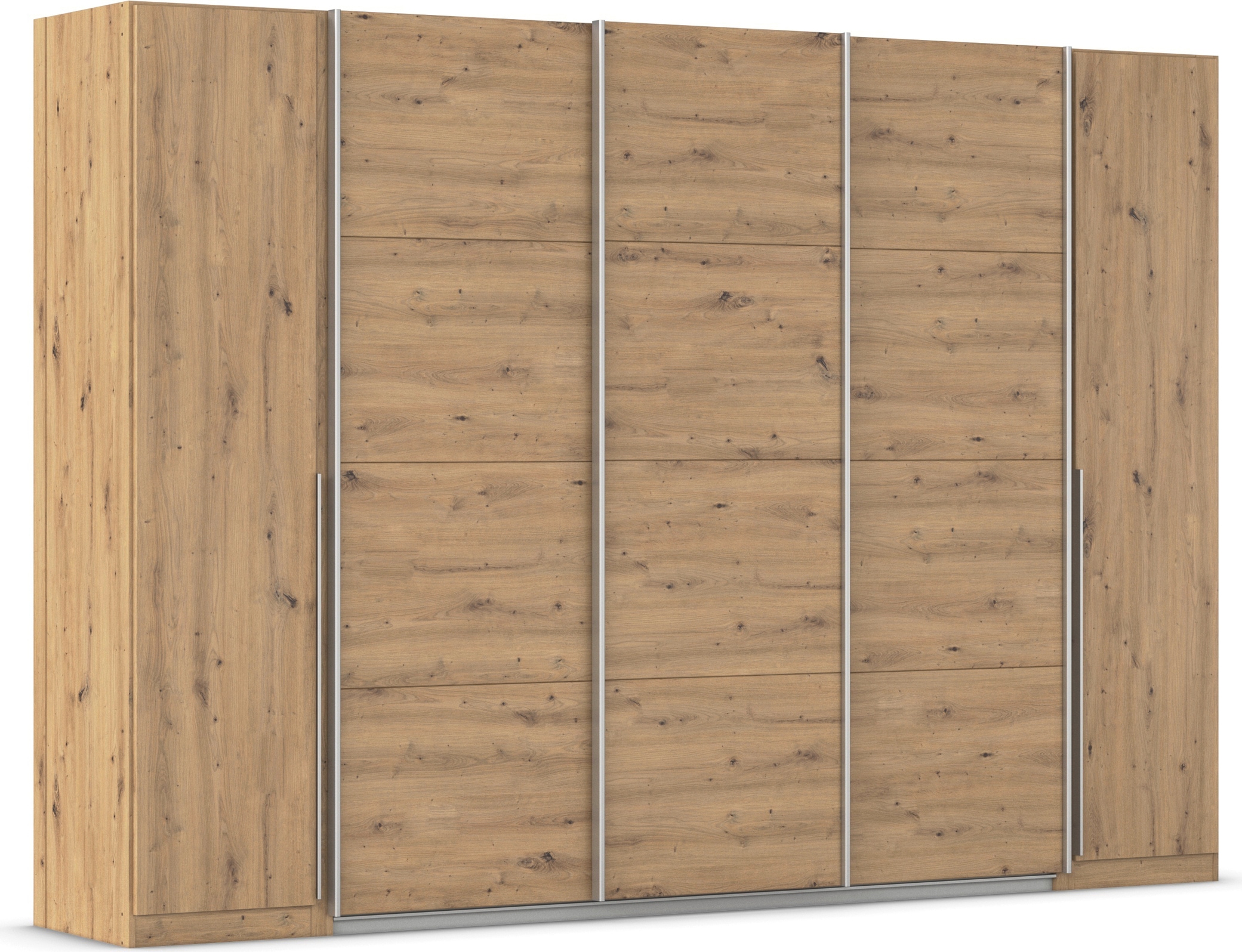 Schwebetürenschrank RAUCH "Dreh-/Schwebetürenschrank Kleiderschrank Familie, OTTOs Choice Agordo", braun (eiche artisan), B:301cm H:210cm T:62cm, Holzwerkstoff, Schränke, Schwebetürenschrank, durchdachte Innenausstattung, in zwei Griff-Farben MADE...