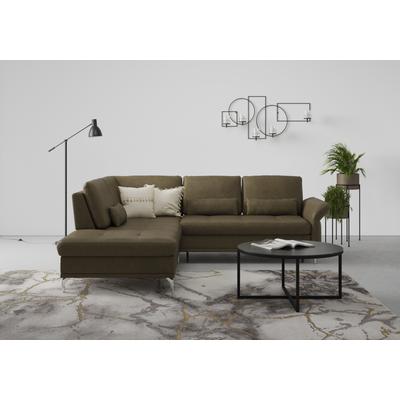 Ecksofa INOSIGN "Palm Beach L-Form", grün (olive), B:263cm H:89cm T:224cm, 100%Polyester, Sofas, Federkern, mit Sitztiefenverstellung, wahlweise mit Bettfunktion Image