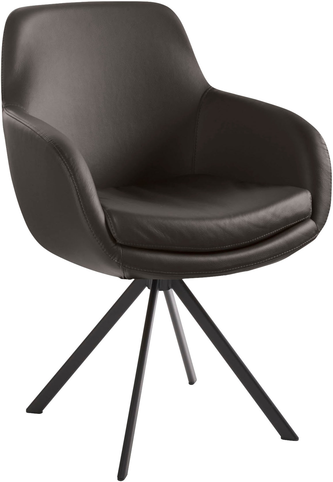 Esszimmerstuhl MUSTERRING "Tavia", braun (dunkelbraun, eisen schwarz), B:62cm H:86cm T:66cm, Stühle, Stativgestell Eisen schwarz, Drehfunktion optional, diverse Farben