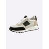 Sneaker HEINE, Damen, Gr. 36, beige (beige, schwarz), Leder, Glattleder, Veloursleder, modisch, Schuhe