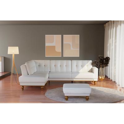 Ecksofa SIT & MORE "Orient 5 L-Form", weiß (pure weiß), B:298cm H:90cm T:198cm, 100% Polyuretan, Sofas, mit Strass-Stein, wahlweise mit Bettfunktion und Bettkasten Image