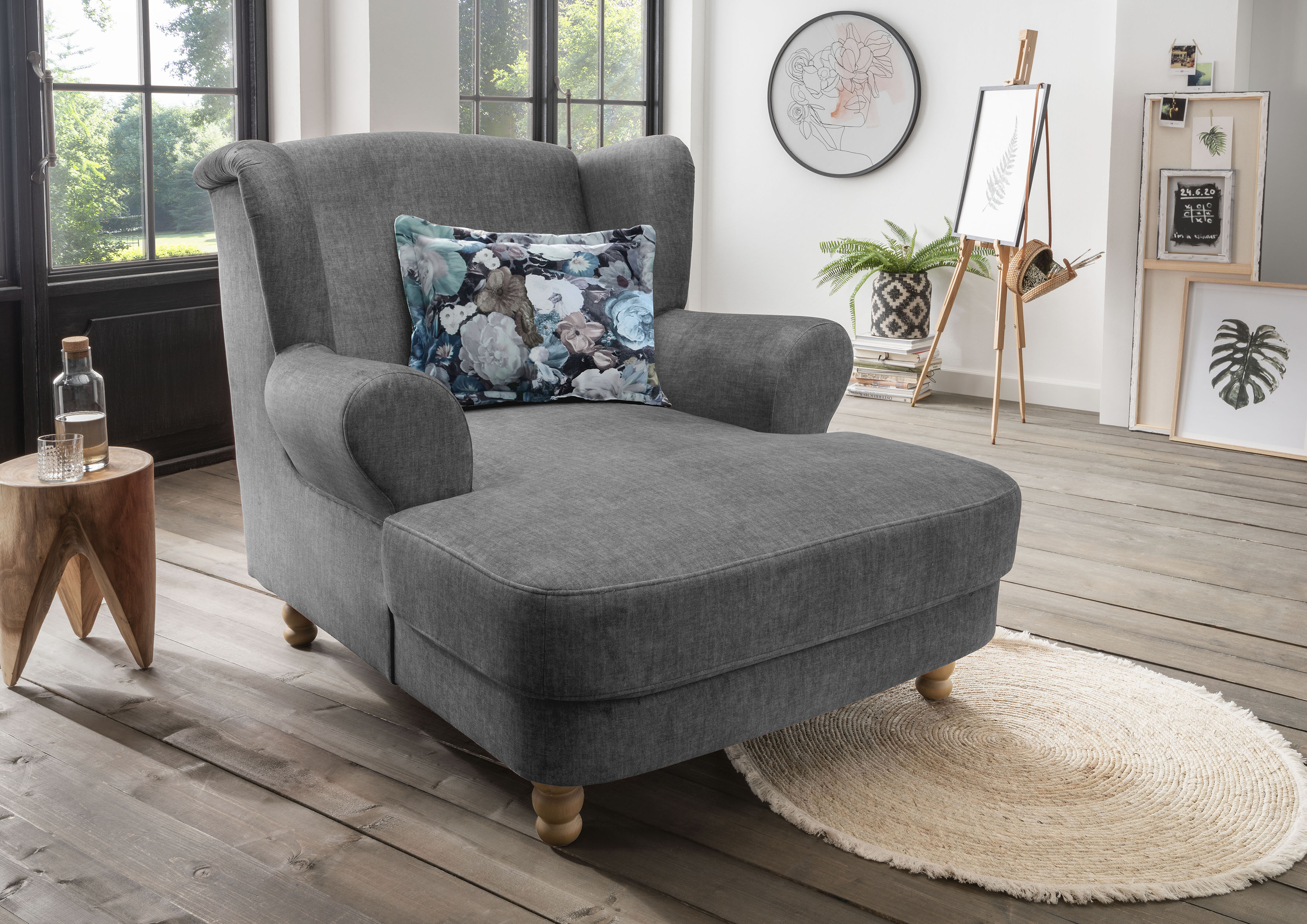 Loveseat HOME AFFAIRE "Tassilo", schwarz (asche), B:121cm H:107cm T:147cm, 100% Polyester, Sessel