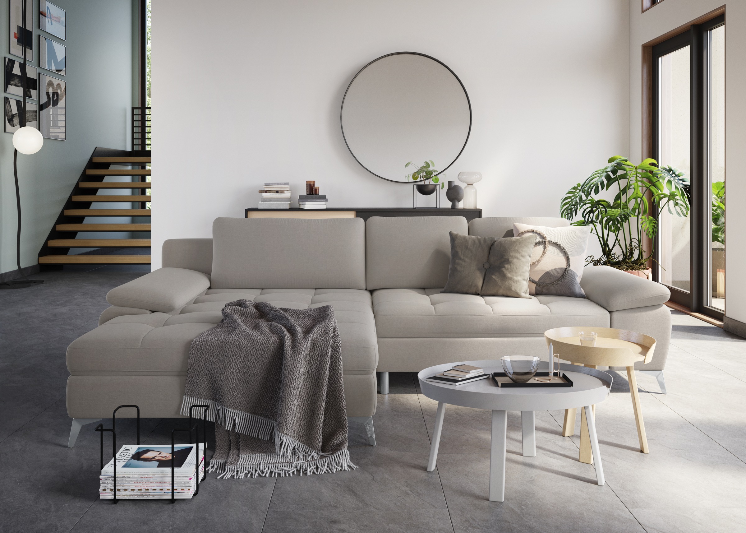 Ecksofa SIT & MORE "Latigo L-Form", grau (elephant), B:290cm T:163cm, Sofas, mit Mega-Recamiere, wahlweise mit Bettfunktion und Bettkasten Image