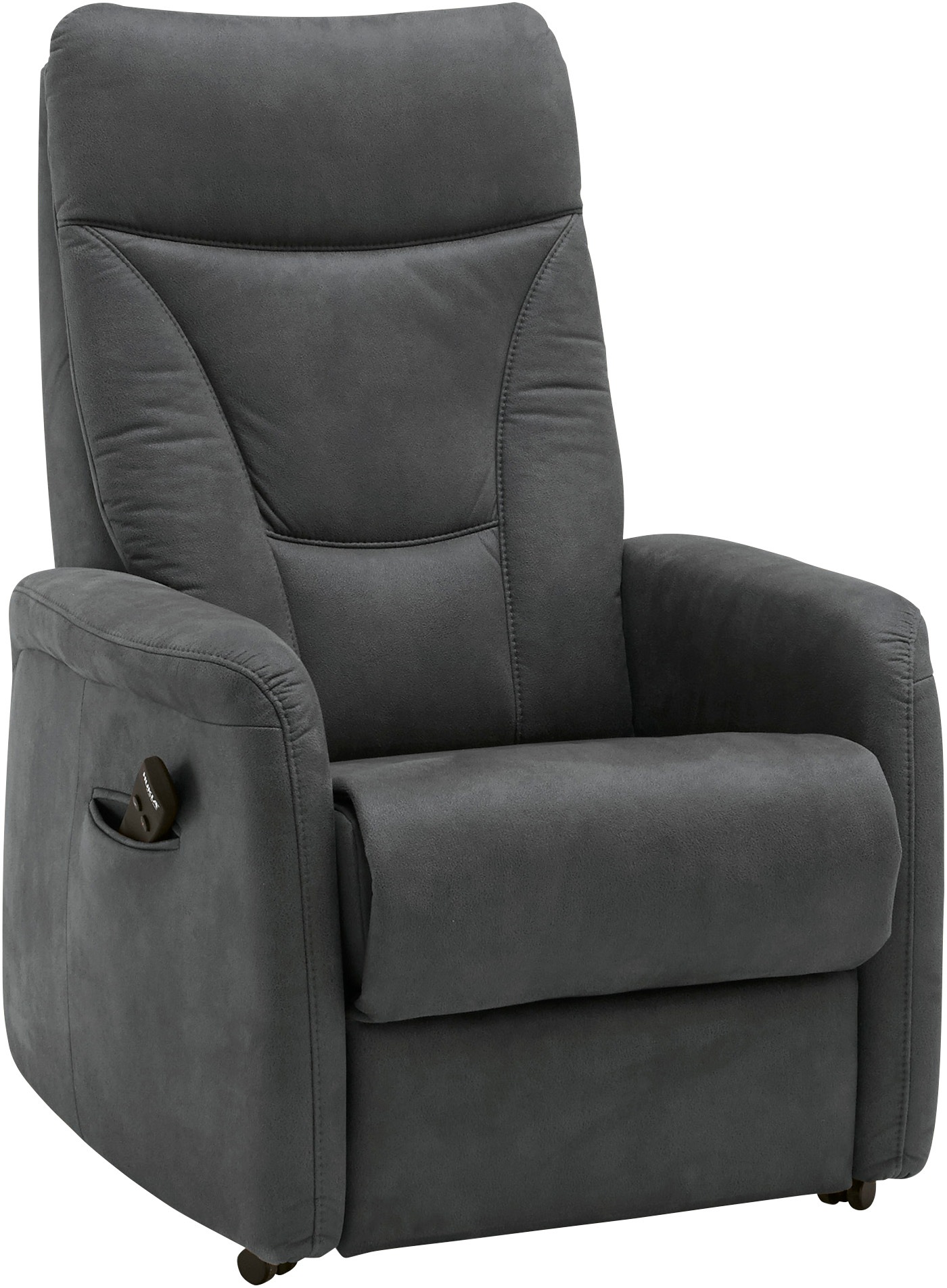 Sessel HUKLA "HU-RV15025", grau (deluxe anthrazit), B:78cm H:108cm T:90cm, Sessel, Funktionssessel Sessel mit Aufstehhilfe Polstersessel, Wahlweise 1- oder 2-motorische Verstellung, inkl. Aufstehhilfe