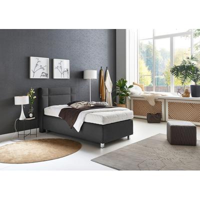 Boxspringbett, grau (feinstrukturstoff anthrazit), Kaltschaum-Topper, Liegefläche B/L: 100cm x 200cm, H3, 5-Zonen-Tonnentaschen-Federkernmatratze, Bezug Unterbox und Kopfteil: Feinstrukturstoff (77% Polyester, 23% Viskose), Bezug Obermatratze 100%... Image
