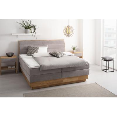 Boxspringbett OTTO PRODUCTS, grau (argento), B:204cm L:216cm, Komplettbetten, Boxspringbett, LED-Beleuchtung, mit zertifizierten, recycelten Bezugsstoffen Image