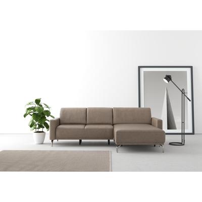 Ecksofa SIT & MORE "Bailando L-Form", grau (taupe), B:251cm H:84cm T:163cm, Sofas, wahlweise mit Kopfteilverstellung und Vorziehsitz, motorisch Image