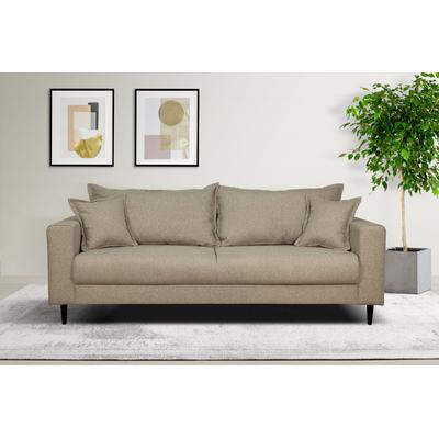3-Sitzer HOME AFFAIRE "VEYRAS, hoher Sitzkomfort, Maße B/T/H: 212/84/76 cm", grau (taupe), B:212cm H:76cm T:84cm, 100% Polyester, Sofas, mit Wellenunterfederung, incl. Rückenkissen und Zierkissen Image
