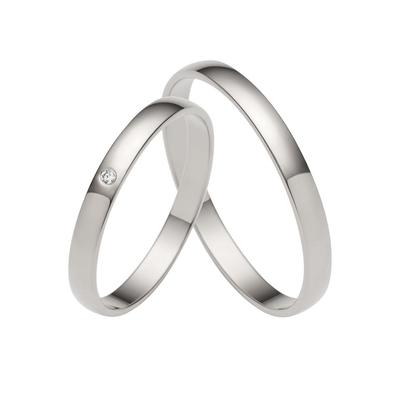 Trauring FIRETTI "Schmuck Geschenk Gold Hochzeit Ehering Trauring "LIEBE" Gr. 68, weiß (weißgoldfarben), Fingerringe, 68, ohne Brillant, Weißgold 375, 2,5mm, Made in Germany, wahlweise mit oder ohne Brillant Image