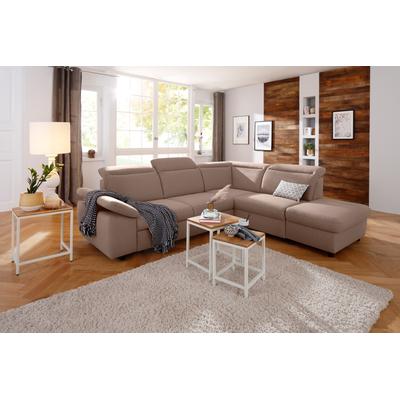 Ecksofa HOME AFFAIRE "Mauritius L-Form", braun (hellbraun), B:276cm T:232cm, Struktur fein (100% Polyester), Luxus-Microfaser Lederoptik (100% Polyester), Soft clean (98% Polyester, 2% Polyamid), Sofas, mit Ottomane, mit Kopfteil- und... Image