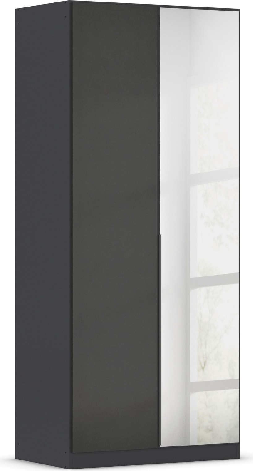 Drehtürenschrank RAUCH "Kleiderschrank Schrank Garderobe AGORDO mit Dekor- oder Hochglanzfront", grau (graumetallic, effektgrau hochglanz), B:91cm H:210cm T:54cm, Holzwerkstoff, Schränke, durchdachte Innenausstattung, in 7 Breiten und 2 Höhen MADE... Image