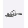 Pantolette HEINE, Damen, Gr. 42, schwarz (anthrazit, metallic), Leder, Leder, modisch, Schuhe