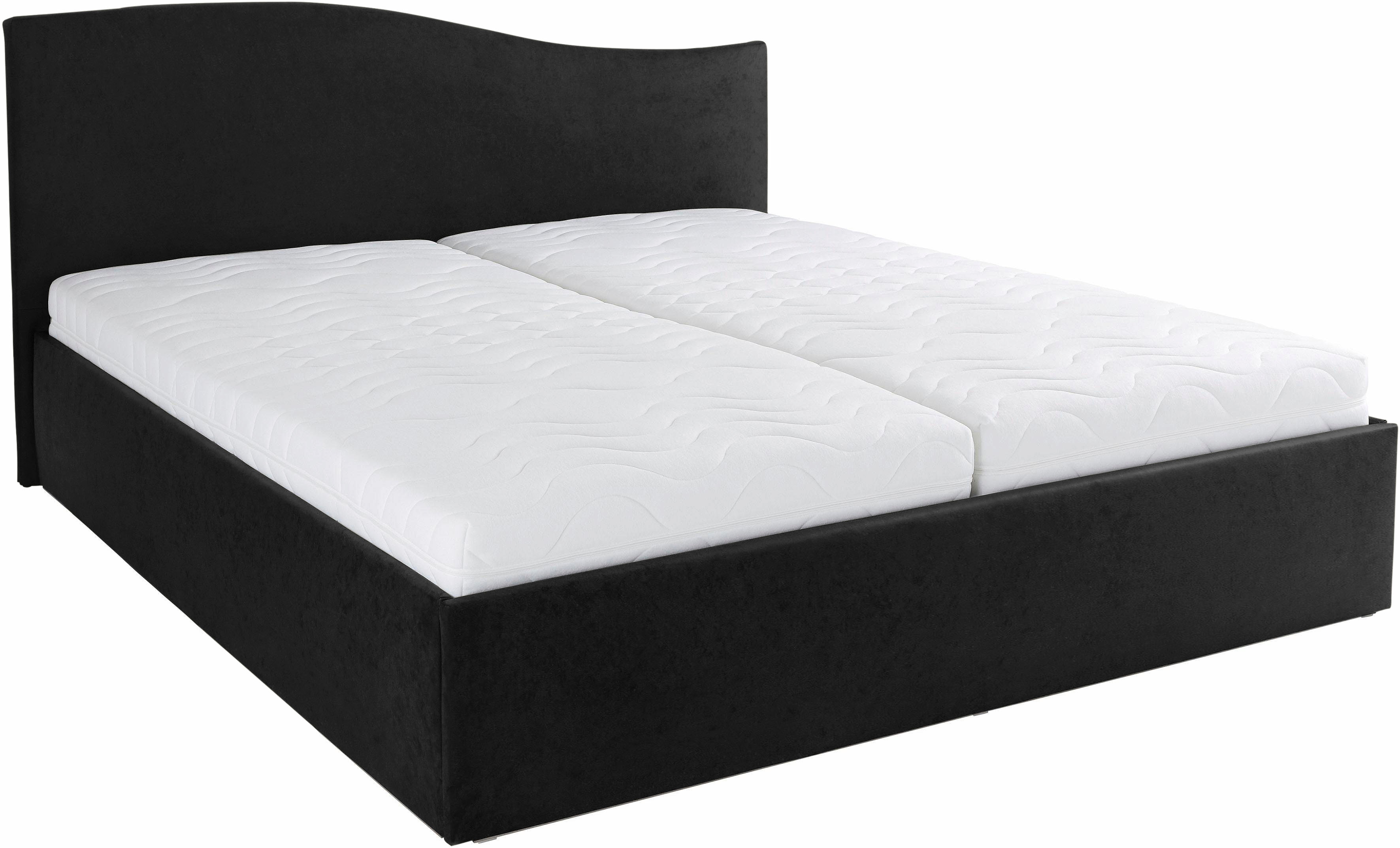 Polsterbett, schwarz, B:192cm L:210cm, Bezug Bett: wahlweise Kunstleder oder Microfaser (100% Polyester);Bonnell-Federkernmatratze: 51% Polypropylen, 39% Polyester und 10% Baumwolle;Kaltschaummatratze: 100% Polyester, Bezug abnehm- und waschbar bis... Image