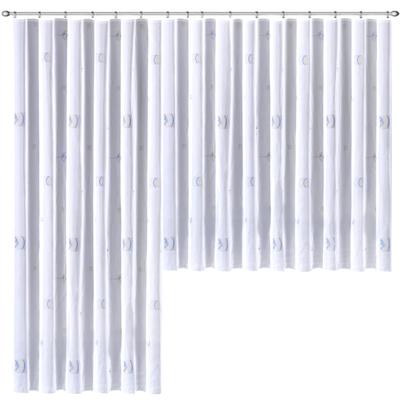 Gardine WECKBRODT "Laura" Gr. 2, blau (blau, naturfarben), B:375cm H:125cm, Voile, Polyester, Gardinen, Voile, bedruckt, Allover, halbtransparent, Bleiband, Store Image