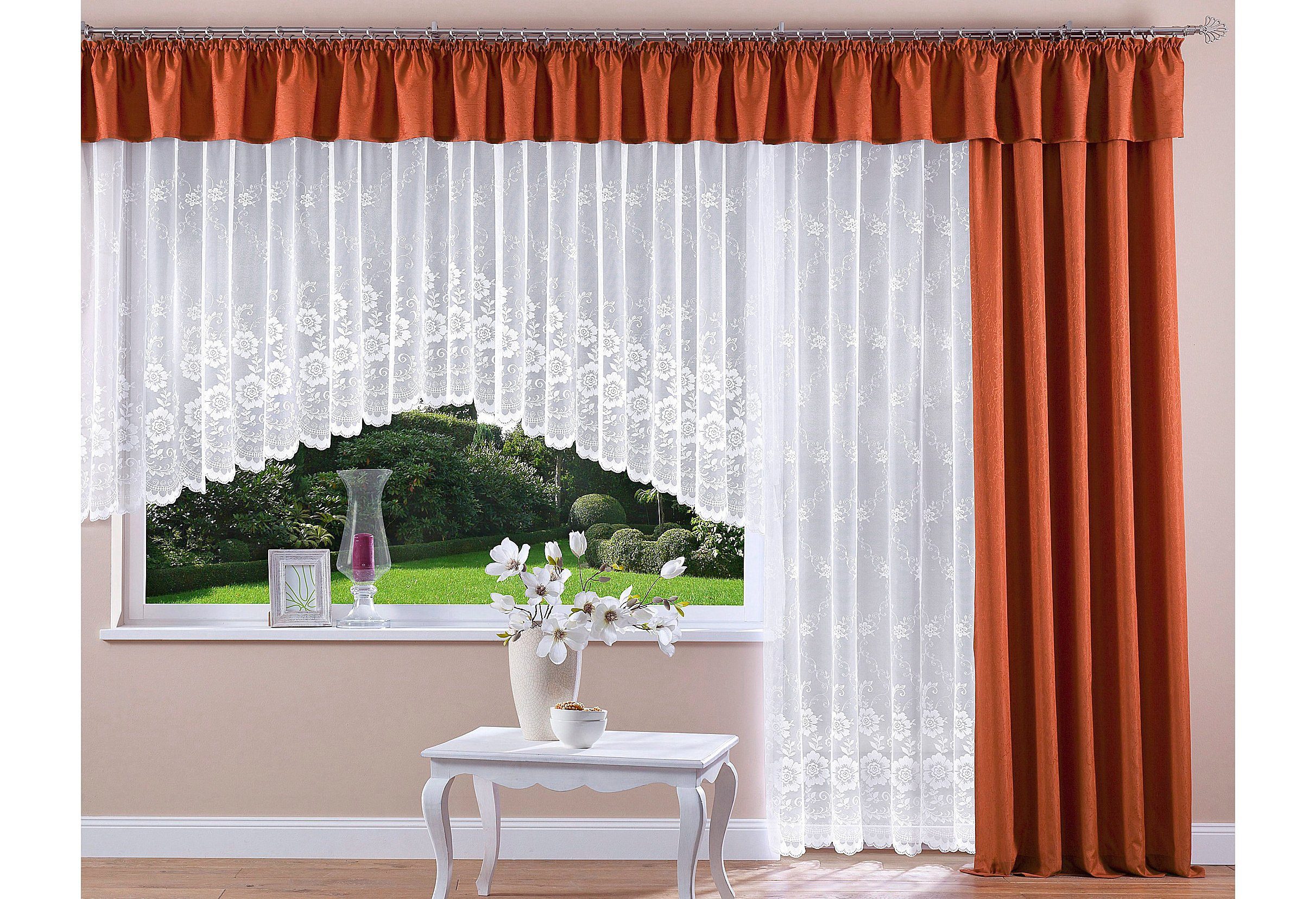 Vorhang WIRTH "Lahnstein" Gr. 3, orange (terra), B:132cm H:225cm, Polyester, Gardinen