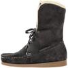 Schnürstiefelette HEINE, Damen, Gr. 37, grau (anthrazit), Leder, Veloursleder, modisch, Schuhe