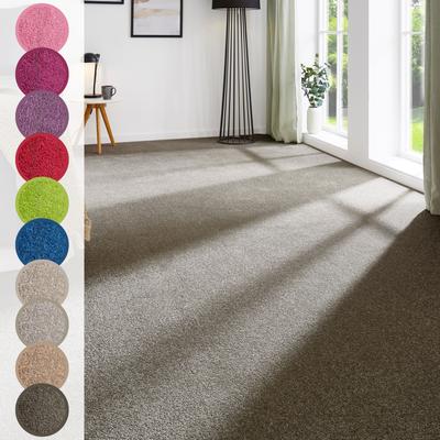 Teppichboden ANDIAMO "Ines, Kräuselvelours, Made in Netherlands", grau (grau, braun), B:400cm H:8,5mm L:450cm, Kunstfaser, Teppiche, Uni Farben, Breite 400 cm, strapazierfähig & pflegeleicht Image