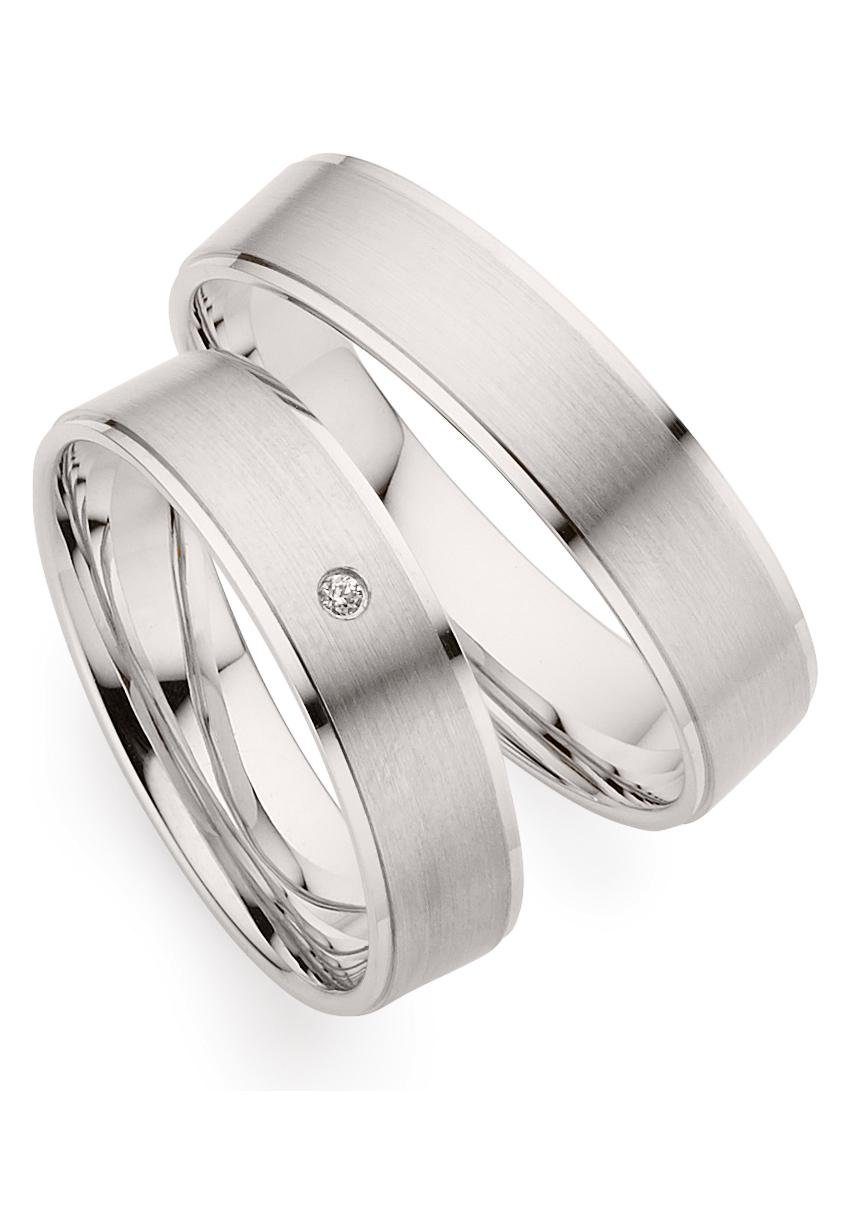 Trauring PHÖNIX "Schmuck Geschenk Gold 333 Trauring Ehering LIEBE versch. Varianten" Gr. 56, weiß (weißgoldfarben), Fingerringe, 56, ohne Brillant, Weißgold 333, 5mm, Made in Germany, wahlweise mit oder ohne Brillant Image