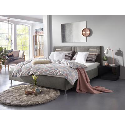 Polsterbett "Elba", grau (anthrazit), B:170cm L:210cm, Bezug Bett: Microfaser (100% Polyester) oder Strukturstoff (77% Polyester, 23% Viskose), Bonnell-Federkernmatratze: 51% Polypropylen, 39% Polyester und 10% Baumwolle, Kaltschaummatratze: 100%... Image