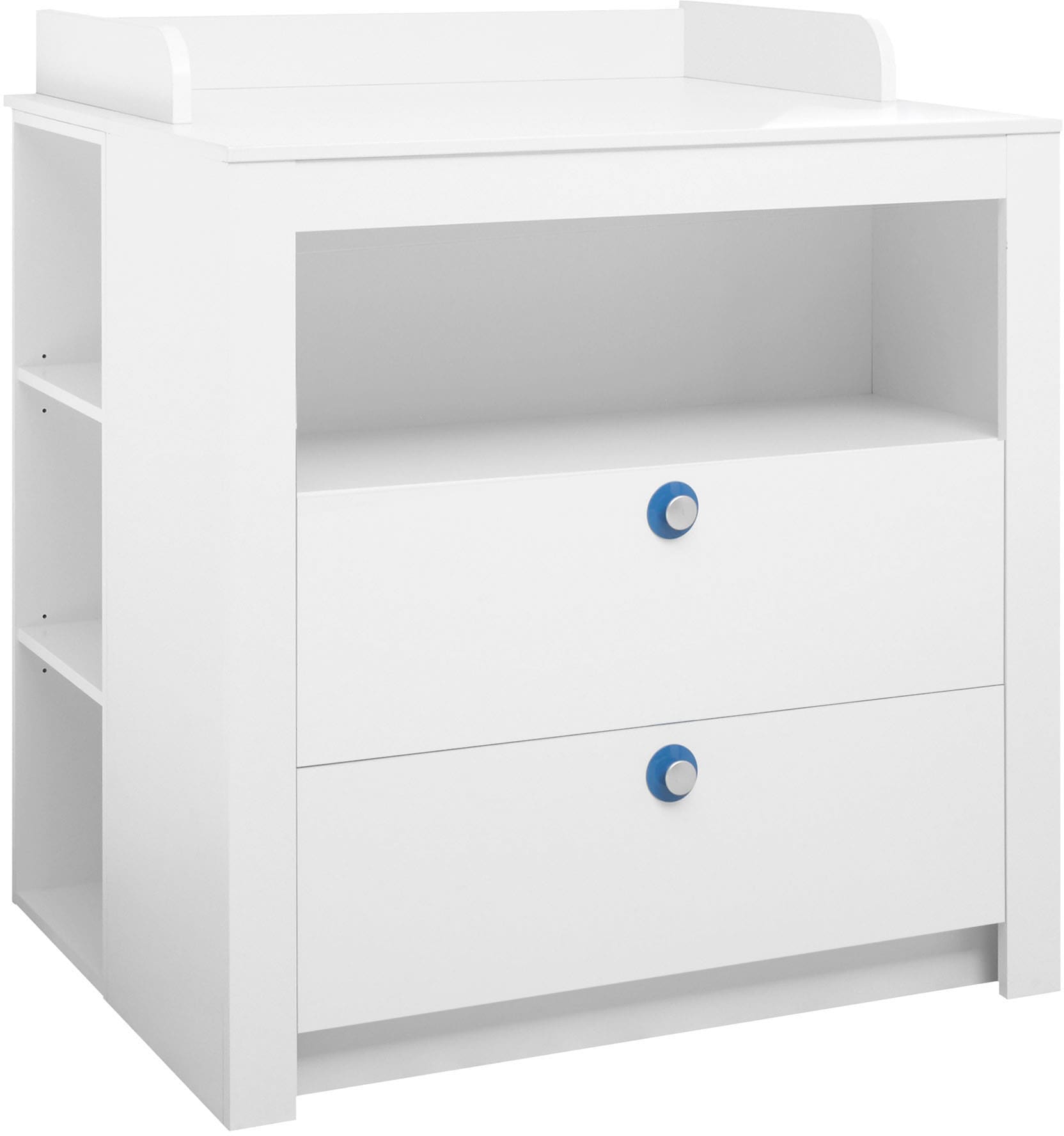 Kommode BEGABINO "Paula Wickelkommode", weiß, B:96,2cm H:105,4cm T:78cm, Dekorfolie, Sideboards, Weiß Kommode mit Aufsatz, Wickelkommode mit Schubkästen