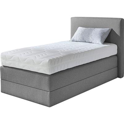 Boxspringbett, grau, B:105cm L:205cm, Strukturstoff (77% Polyester und 23% Viskose), WESTFALIA SCHLAFKOMFORT, Komplettbetten, Boxspringbett, wahlweise mit Kaltschaum-Topper, Topseller Image