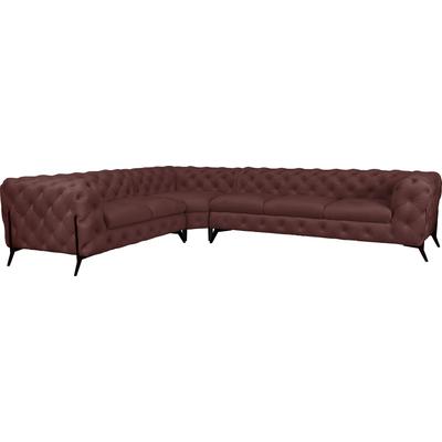 Chesterfield-Sofa LEONIQUE "Amaury L-Form", rosa (rose), B:323cm H:75cm T:264cm, Struktur (100% Polyester), Samtoptik (100% Polyester), Sofas, großes Ecksofa, Chesterfield-Optik, Breite 323 cm, Fußfarbe wählbar Image