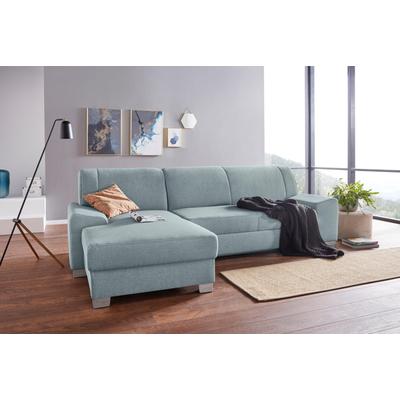 Ecksofa DOMO COLLECTION "Anzio L-Form, whlw. Bettfunktion, Federkern, hochwertig, Breite 271 cm", grün (mint), B:271cm H:85cm T:160cm, Sofas, Ohne Bettfunktion, Recamiere links, Luxus-Microfaser, dunkelgrau Image