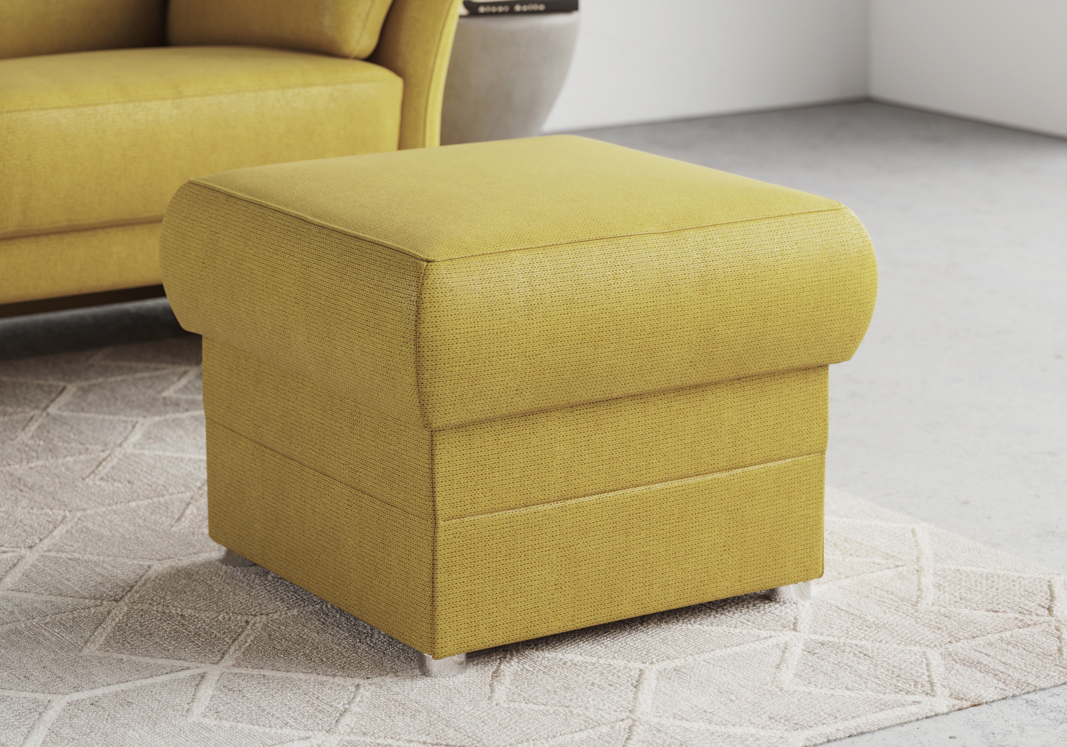 Hocker DOMO COLLECTION "Pina, kompakt und bequem", gelb (senf), B:59cm H:46cm T:59cm, 95% Polyester, 5% Polyamid, Hocker, Hocker, Passender Hocker zur Serie