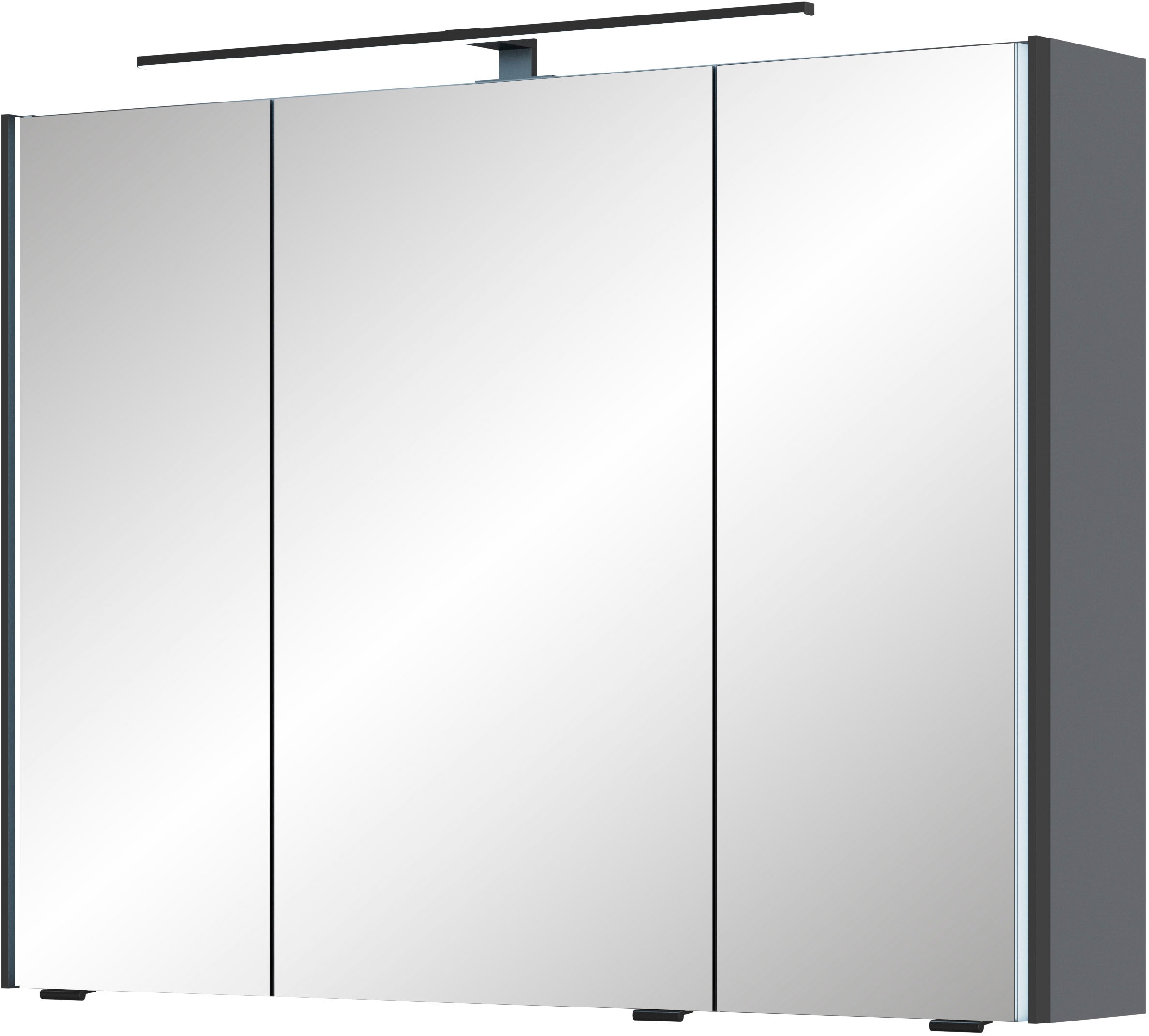 Spiegelschrank SAPHIR "Serie 7045 Badezimmer-Spiegelschrank inkl. LED-Beleuchtung, 3 Türen", grau (stahlgrau), B:93,2cm H:70,3cm T:17cm, Spanplatte, Schränke, Badschrank 93,2 cm breit, inkl. LEDplus Schalter und Türdämpfer Image