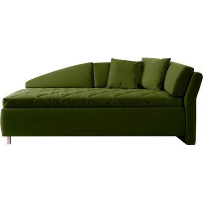 Schlafsofa ALINA "Lindsay", grün (olivgrün tsv 23), B:223cm H:80cm T:112cm, Samtstoff TSV (100% Polyester), Sofas, Bettkasten, Zierkissen-Set aus: 2 Stk. 40x40cm, 1 Stk. 30x30cm Image