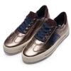 Plateausneaker ARA "CANBERRA", Damen, Gr. 6,5, beige (beige kombiniert), Glattleder, Veloursleder, metallic, sportlich, Schuhe, Plateausneaker, Schnürschuh im Metallic Look, H-Weite