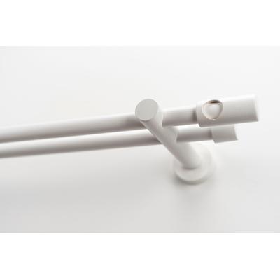 Gardinenstange GARESA "PANDRI", weiß, L:370cm Ø:20mm, Holzwerkstoff, Metall, Gardinenstangen, Vorhanggarnitur, verlängerbar, gerader Knopf mit Ausschnitt Image