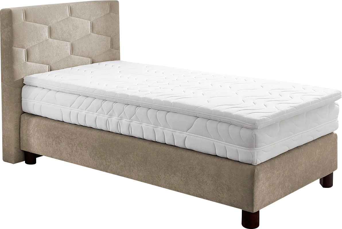 Boxspringbett, beige (sand), B:135cm L:210cm, Bezug: 100% Polyester, WESTFALIA SCHLAFKOMFORT, Komplettbetten, Boxspringbett, wahlweise mit Topper Image