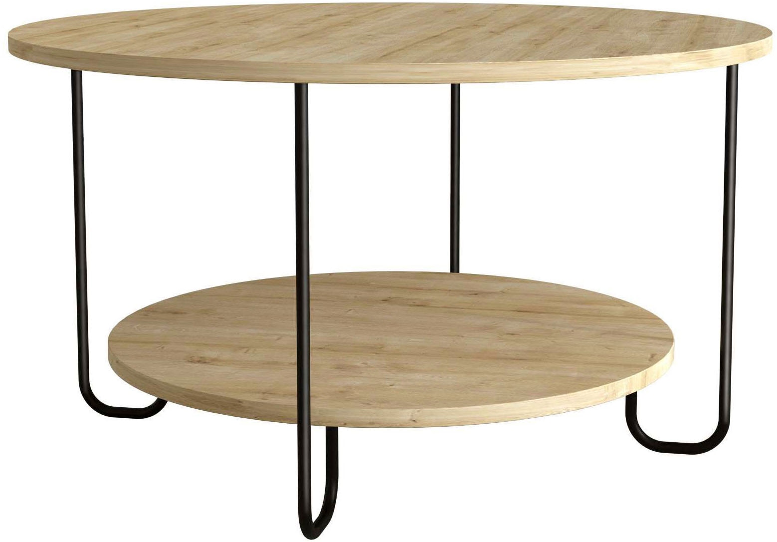 Couchtisch DECORTIE "CORRO COUCHTISCH", beige (eiche), B:80cm H:45cm T:80cm, Tische, Couchtisch Runde Couchtische, Leichte Montage, Lagerung, Platzsparend