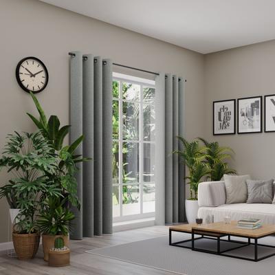 Vorhang nach Maß NEUTEX FOR YOU "ARUBA", grau (helltaupe), B:137cm H:295cm, Jacquard, Obermaterial: 100% Polyester, Gardinen nach Maß, Uni Dimout, hochwertige Webstruktur Image