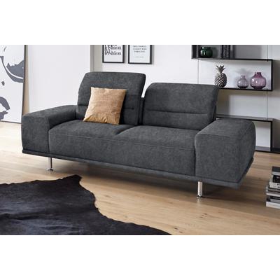 2,5-Sitzer SIT & MORE "Mariola", grau (dunkelgrau), B:202cm H:93cm T:111cm, Struktur (100% Polyester), Luxus-Microfaser ALTARA NUBUCK (100% Polyester), Luxus-Microfaser (100% Polyester), Sofas, mit Federkern, inklusive Sitztiefenverstellung Image