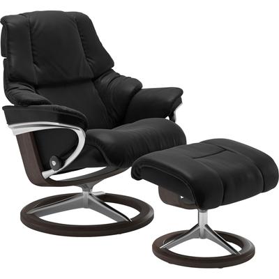 Relaxsessel STRESSLESS "Reno", schwarz (schwarz batick), B:92cm H:100cm T:80cm, Leder BATICK: BATICK ist ein leicht korrigiertes, durchgefärbtes und genarbtes Möbelleder, bei dem die meisten Unebenheiten und Spuren in der Regel entfernt wurden.,... Image